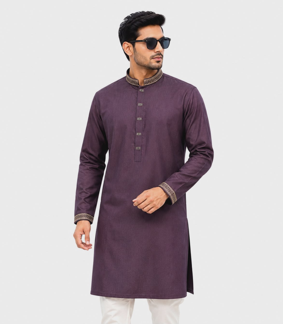 Premium Deep Purple Embroidery Panjabi